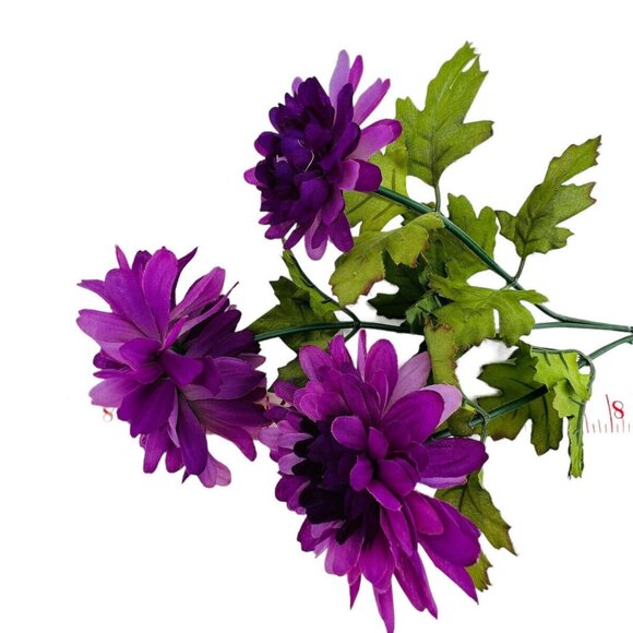 Artificial Flower Purple Pink Multi Bouquet Roses Mums Hydran Cattail Clematis - Picture 13 of 16